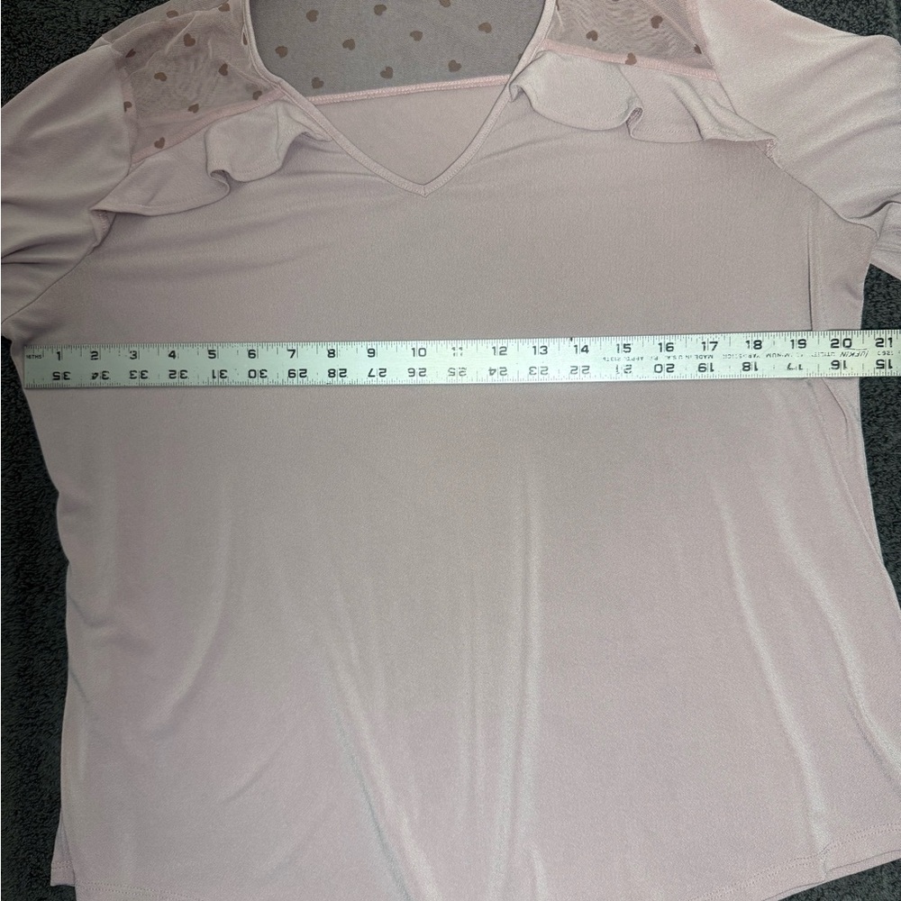 Adrianna Papell Blush/Lavendar Heart Detail Blouse - Picture 4 of 5